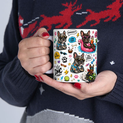 French Bulldog Sticker Collage Mug | Ceramic Coffee Cup