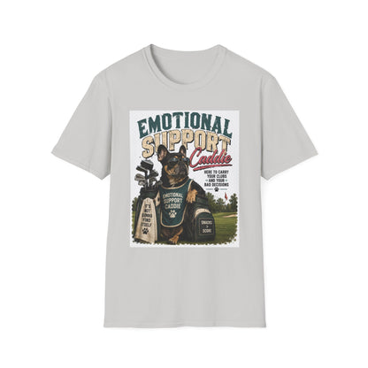 Emotional Support Caddie T-Shirt — Funny Golf Dog Graphic Tee