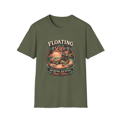 French Bulldog Sunglasses Sunset Ice Cream Float T-Shirt | Beach Vibes